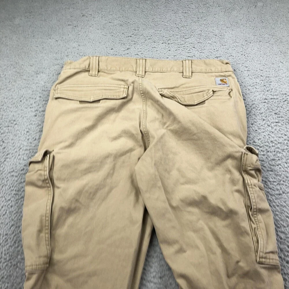 Carhartt Pants Mens 34x30 Beige Canvas Cargo Relaxed Straight Workwear Utility